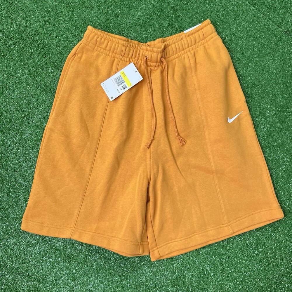 Nike Fleece Shorts Sz Small Women Burnt Orange NSW Essential Loose Fit High Rise